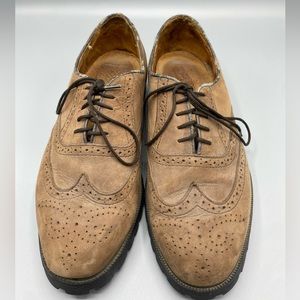 Thornton Bay Men's Size 10M Brown Suede Leather Lace Up Wingtips Oxfords